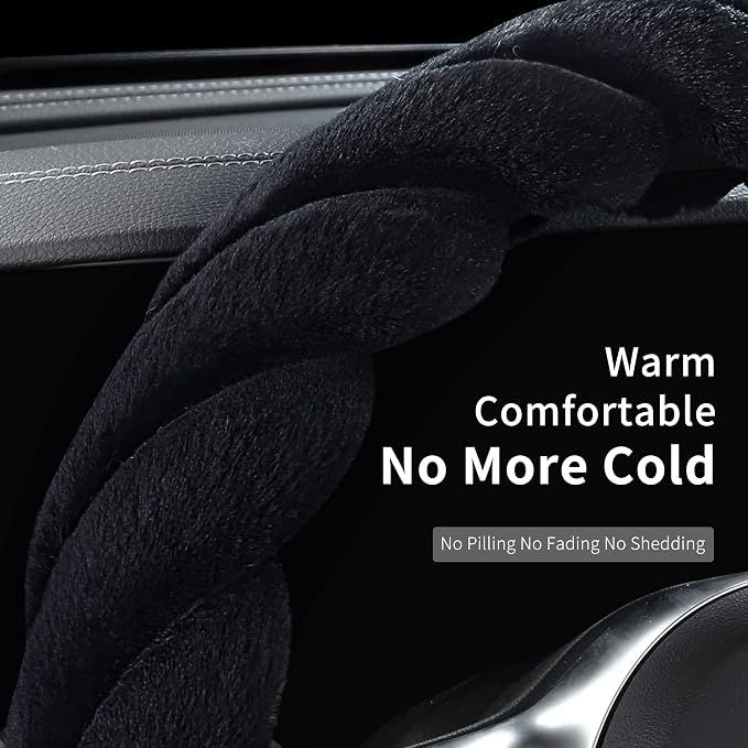 Luxury Fluffy Winter Car Steering Wheel Cover - Image 4