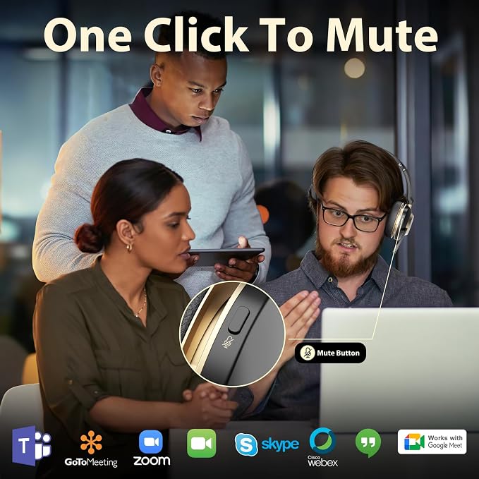 V5.3 Wireless Headset with Mic for Work, 45Hrs Computer Headset with Microphone - Image 3