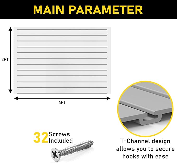 2'H x 4'W Slatwall Panel Garage Wall Organizer: Heavy Duty Wall Mounted PVC - Image 7