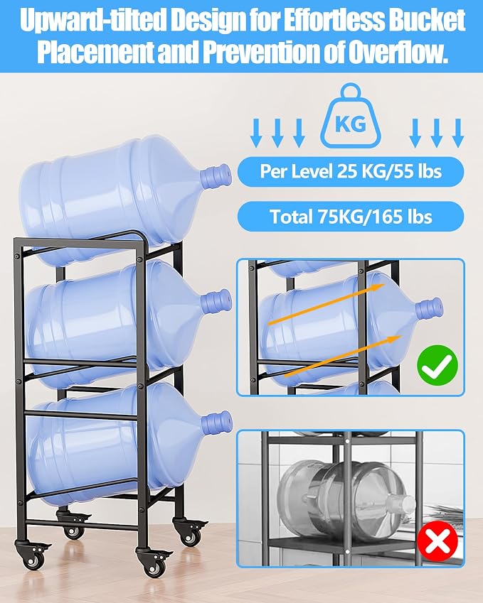 5 Gallon Water Jug Holder, Movable 3 Tier Heavy Duty Water Rack - Image 5