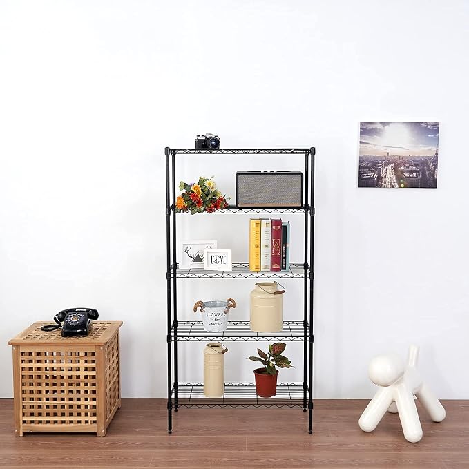 5 Tier Wire Shelving Unit Storage Rack, Metal Heavy Duty Utility Organizers - Image 2