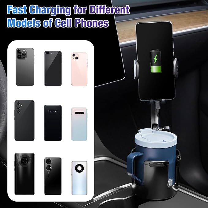 This Hill Cup Holder Phone Charger, 15W Fast Charging Auto Clamping, Phone - Image 7