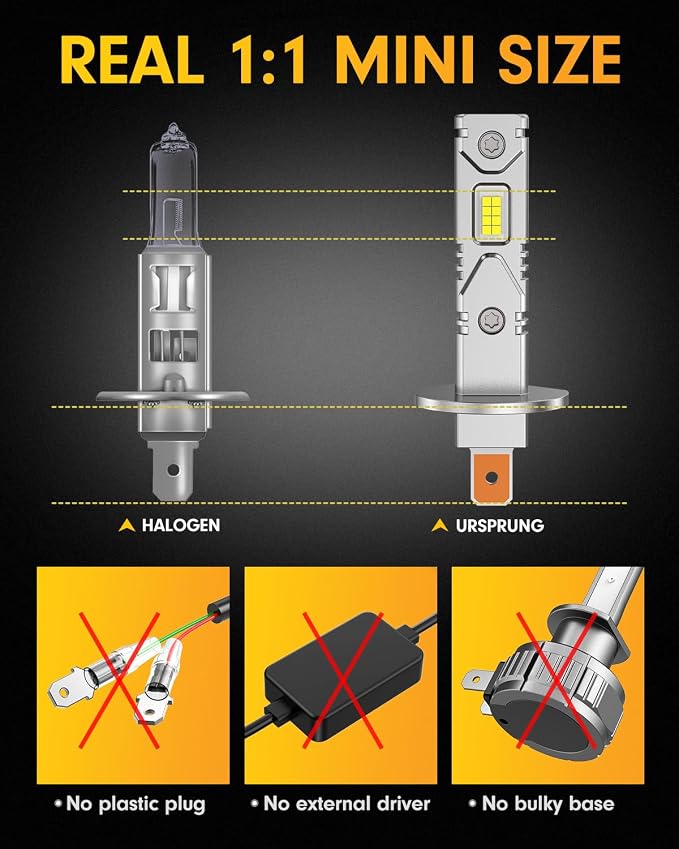 Ursprung H1 Fog Light Bulbs, 26000LM 700% Super-Brighter, 6500K Truly Plug and - Image 5