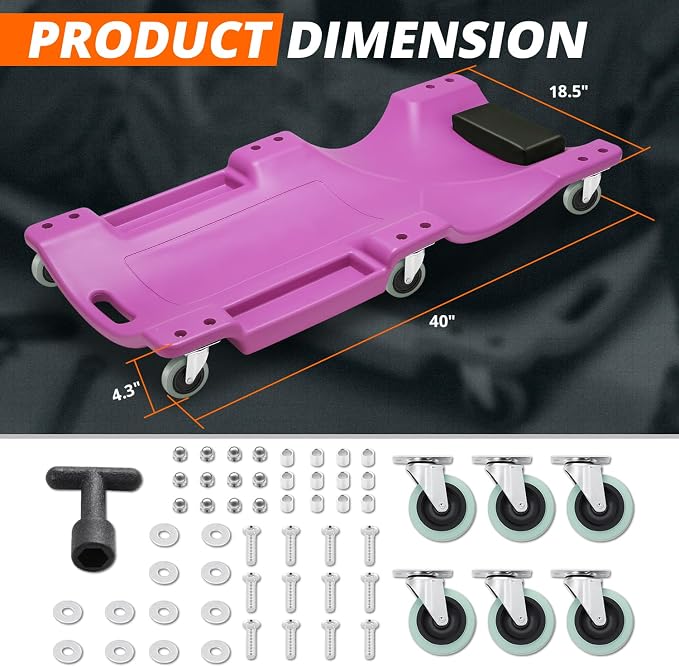 DNA MOTORING 40" L X 19" W Vehicle Repair Low Profile Plastic Rolling Garage - Image 5
