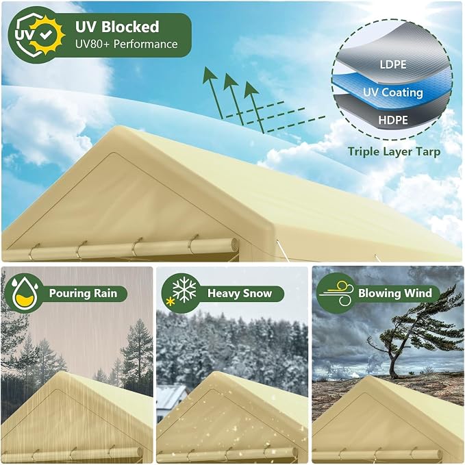 10x20 ft Heavy Duty Carport - Image 7