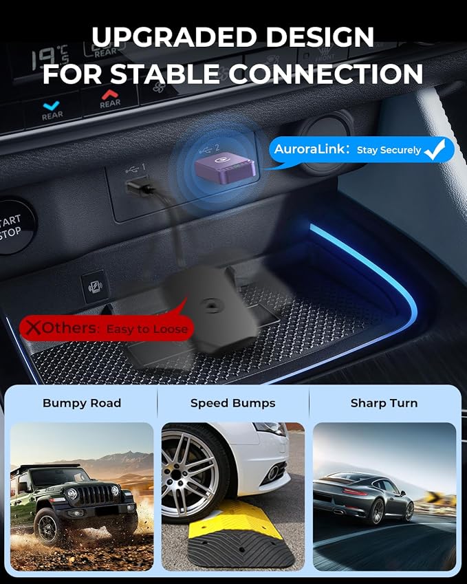 AuroraLink Wireless Carplay Adapter & Android Auto Wireless Adapter 2-in-1 Fast - Image 6