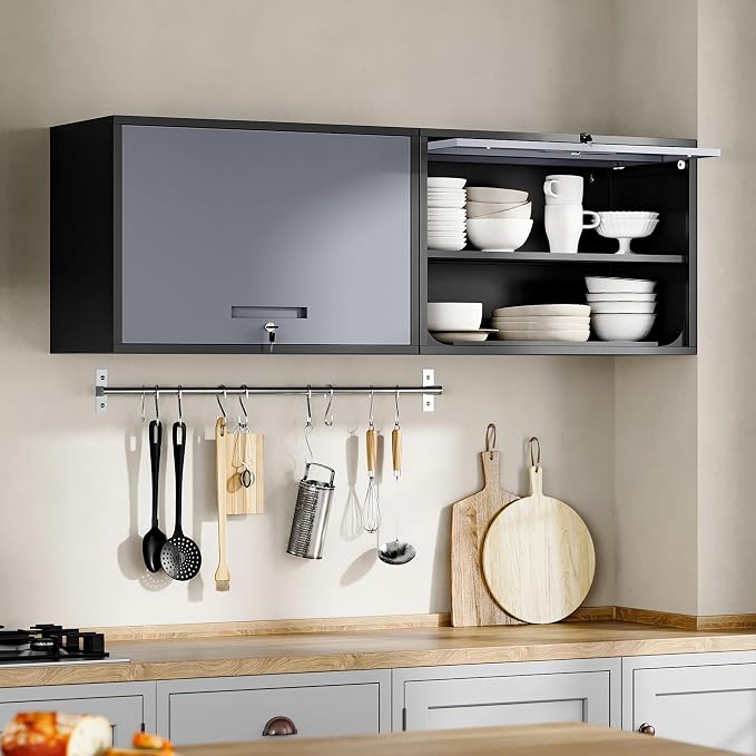 Yizosh Metal Wall Cabinet with Doors and Shelves, Wall Mounted Storage Cabinet - Image 8