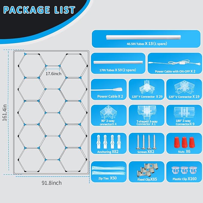 tewei Hexagon LED Garage Lights - Image 5