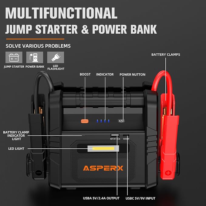AsperX 6000A Car Jump Starter, Battery Jumper Starter Portable - Image 5