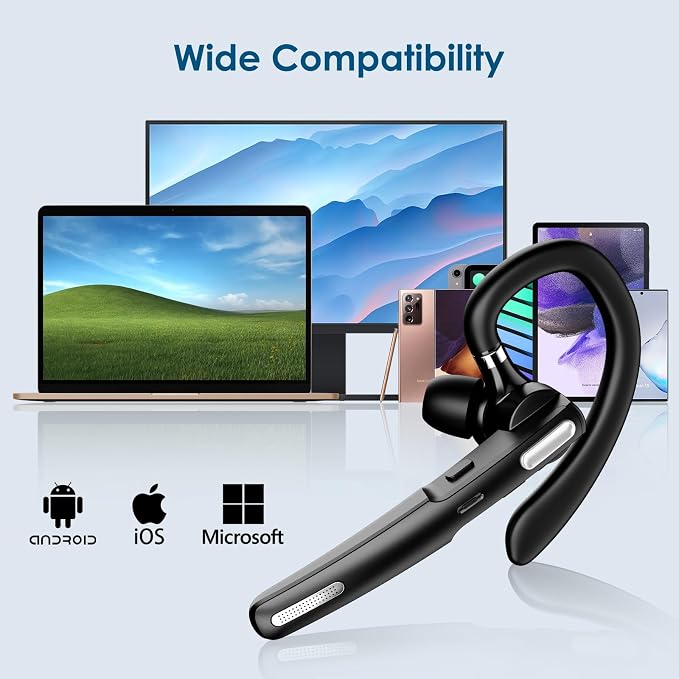 Bluetooth Headset, Wireless Bluetooth Earpiece V5.0 Hands-Free Earphones - Image 4