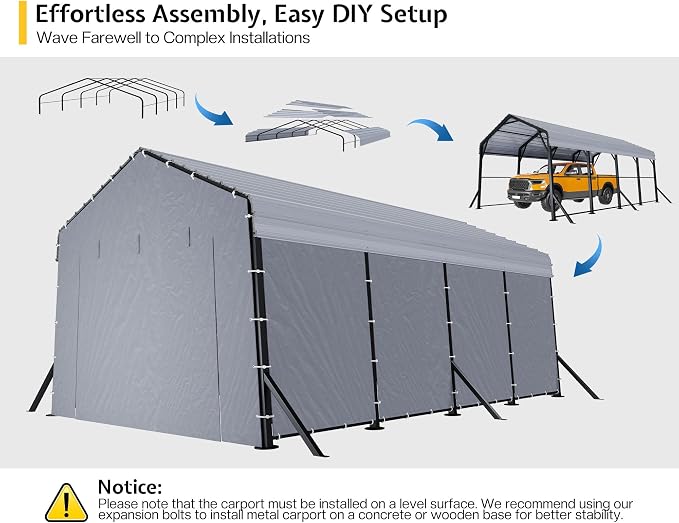 Jocisland 12x20x10.5 FT Metal Carport - Image 6