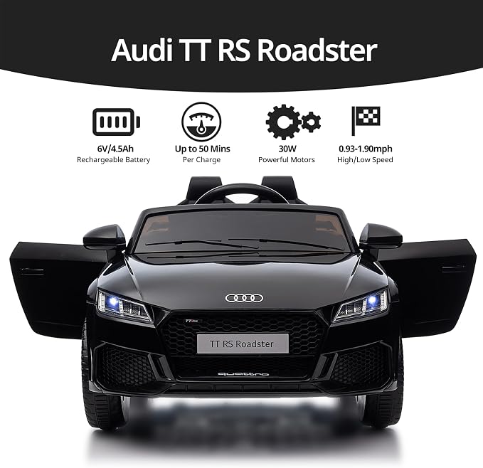 Electric Car for Kids, Licensed Audi 6V Kids Ride on Car Toy for Toddlers - Image 3