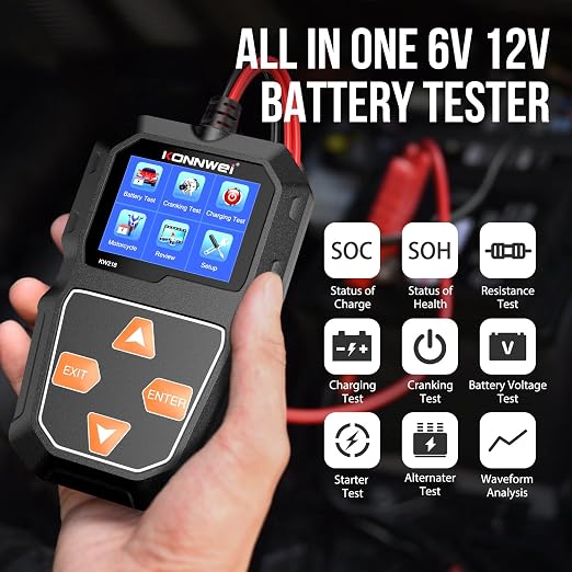 KONNWEI KW218 6V 12V Car Battery Tester 100-2000 CCA Automotive Battery Load - Image 3