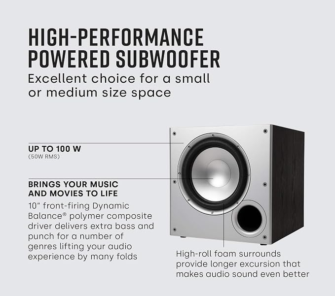 Polk Audio PSW10 10" Powered Subwoofer – Power Port Technology, Big Bass in - Image 2