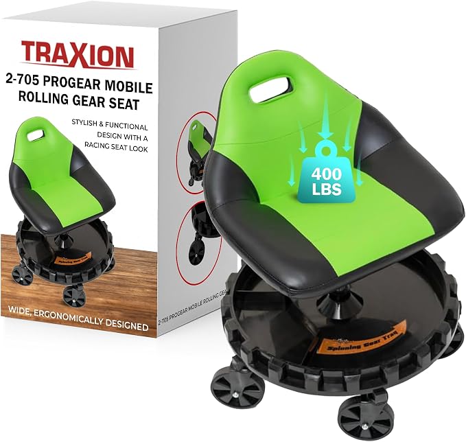 Traxion 400lb Capacity 2-705 Green Progear Mobile Rolling Gear Seat by TraXionEngineeredProducts