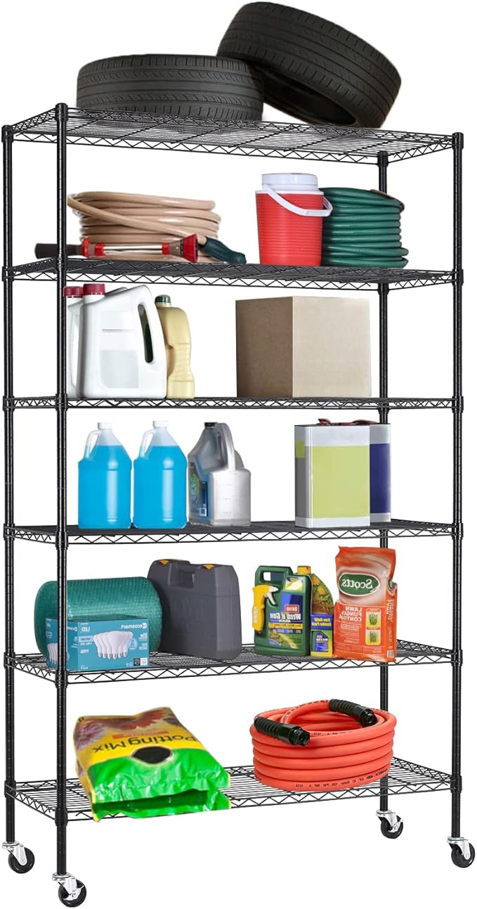 6 Tier Adjustable Metal Shelf Wire Shelving Unit Storage by BestOffice