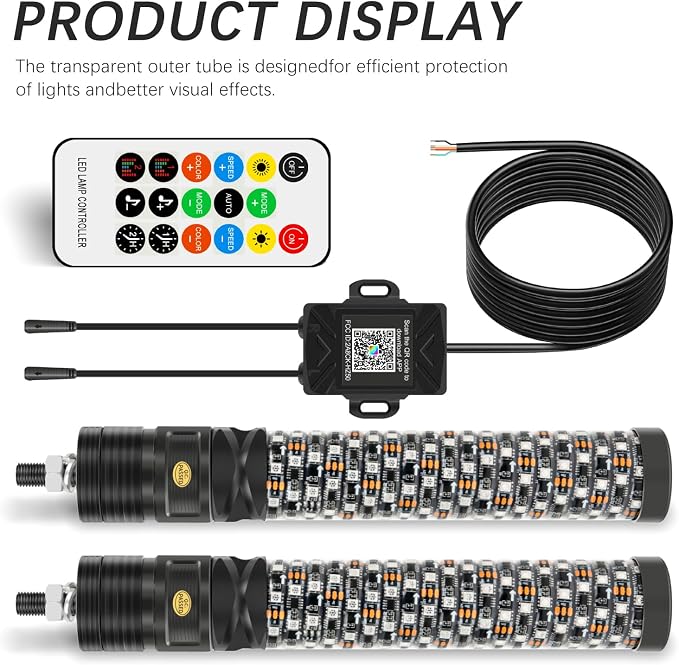 DREAMIZER 2PCS 1FT Fat Spiral Led Whip Lights - Image 6