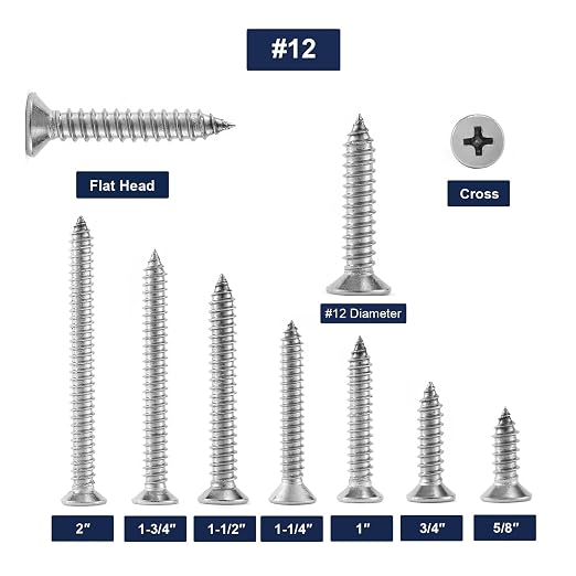 #12 x 1-3/4" Wood Screw 100Pcs 18-8 Stainless Steel Screws Flat Head Phillips - Image 3
