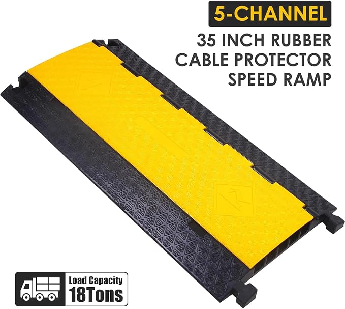OrangeStar 2-Pack Rubber Cable Protector Ramp Heavy Duty 5-Channel Wire Cord - Image 4