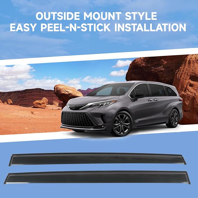 Rain Guards Fits for 2021-2024 Toyota Sienna, Outside Mount Side Window Wind - Image 5