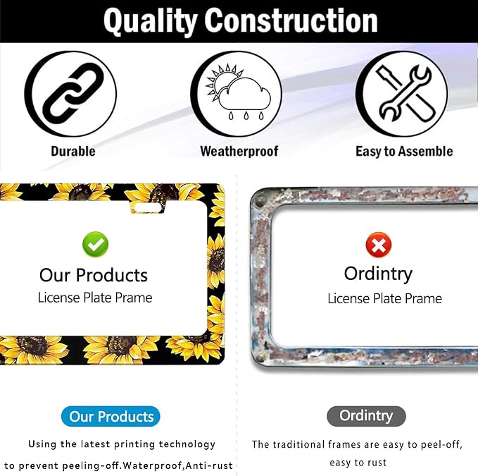 Sunflower License Plate Frame Nature Theme Sunflower License Plate Holder Auto - Image 6