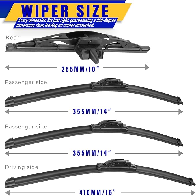 4 wipers Replacement for 2007-2014 Toyota FJ Cruiser, Windshield Wiper Blades - Image 2