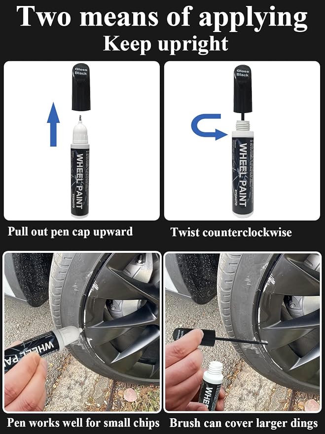 SYOAUTO Gloss Black Rim Touch Up Paint, Car Wheel Scratch Repair Touch Up Paint - Image 6