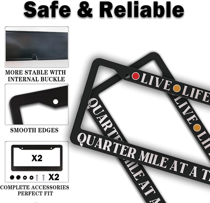 License Plate Frames Black and White Fun License Plate Frame Cover Live Life - Image 4