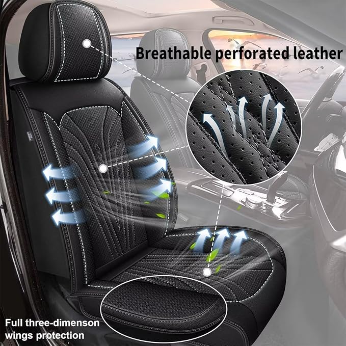 Car Seat Cover Fit for Toyota Camry 2012-2025 Full Set Faux Leather Breathable - Image 6