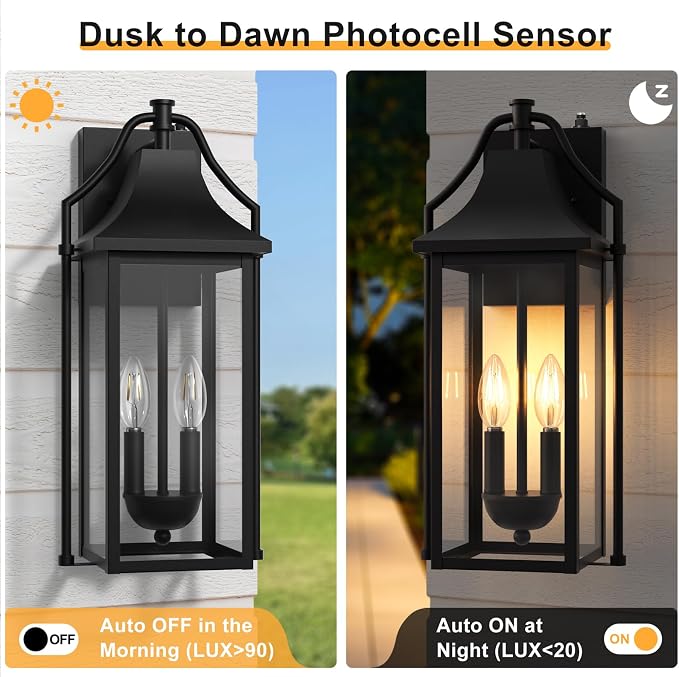  Outdoor Wall Sconce Fixture, Dusk to Dawn Patio Lights Waterproof - Image 9
