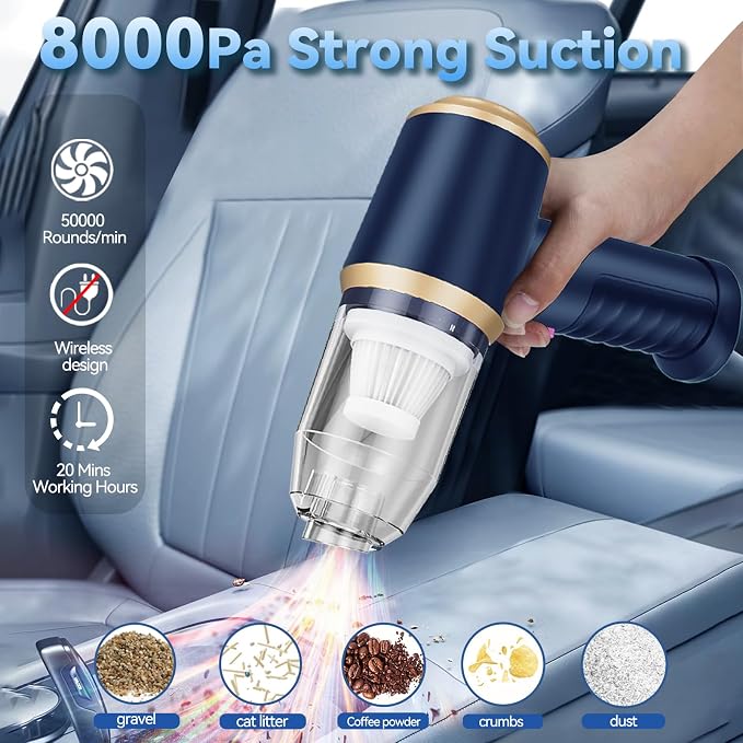 Mini Car Vacuum Portable Cordless Handheld Vacuum Cleaner and Air Duster 2 in 1 - Image 2