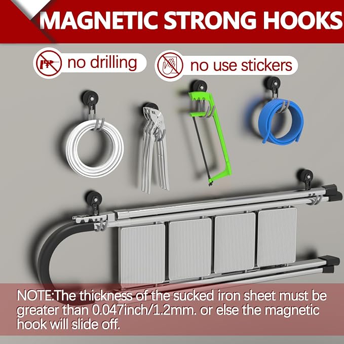 3-H Heavy Duty Magnet Garage Hooks 2 Pack, J Shape Strong Magnetic Hooks - Image 6