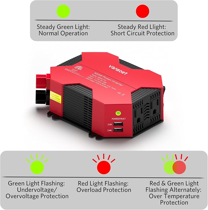 500 Watt Car Power Inverter DC 12V to AC 110V Car Plug Inverter Adapter Power - Image 5