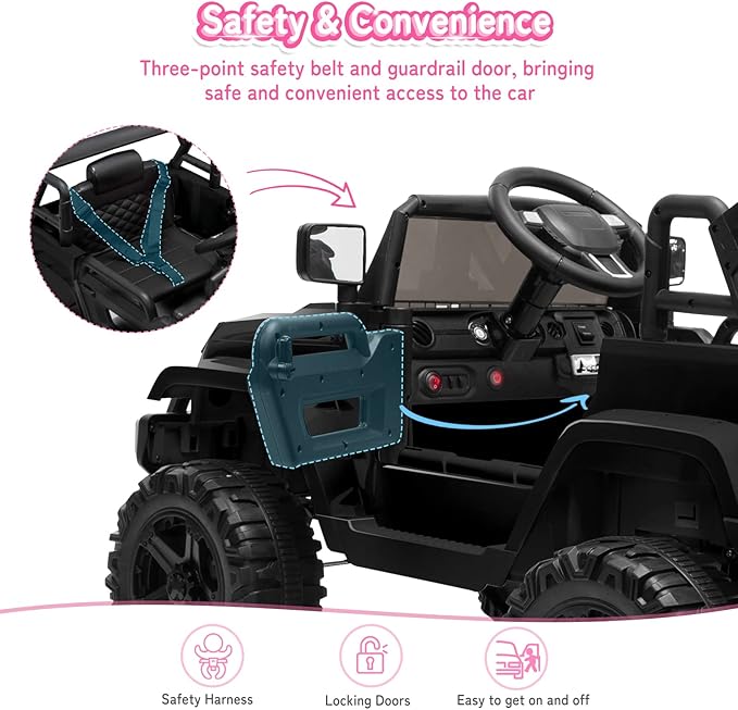 JOYMOR Ride on Truck with Remote Control, 4 Wheels 12V Battery Powered Kids Car - Image 4
