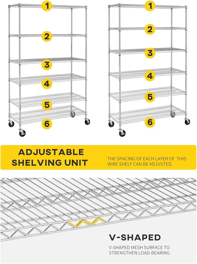 BestOffice 18x48x72 Storage Shelves Commercial Heavy Duty Metal Shelves Garage - Image 6