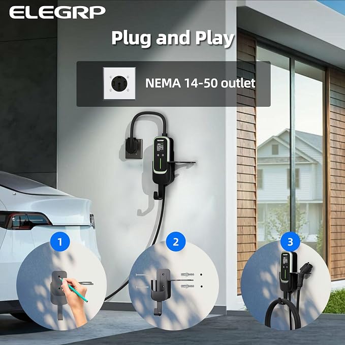 ELEGRP Level 2 EV Charger for Home, 40 Amp, ETL Certified, PBE & LCD Technology - Image 7