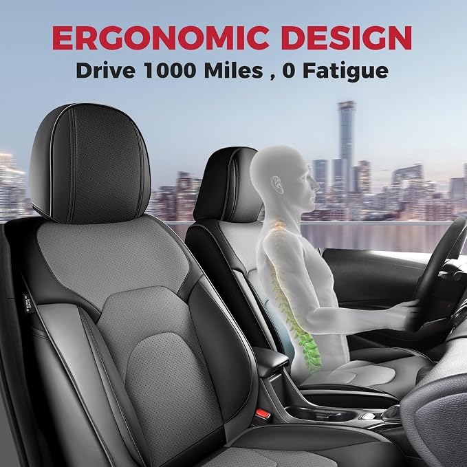 FREESOO Car Seat Covers Full Set, Waterproof Automotive Seat Covers, Leather - Image 3