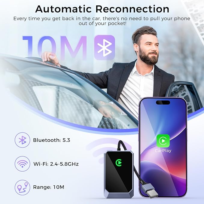 Wireless CarPlay Adapter for Apple iPhone, Convert Wired CarPlay to Wireless - Image 4