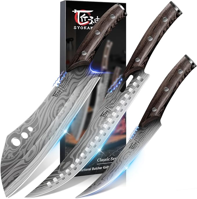Butcher Knife Set, Breaking & Boning Knife, Japanese Style High Carbon Steel by SYOKAMI