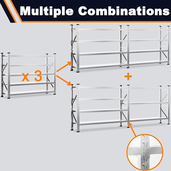 ZZV 78" W x 78" H Garage Shelving Heavy Duty Storage Shelves 5 Tier Stainless - Image 4
