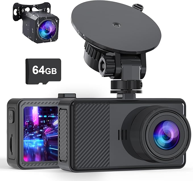 Dash Cam Front and Rear, 2.5K+1080P Dual Dash Camera by AIPLUGER