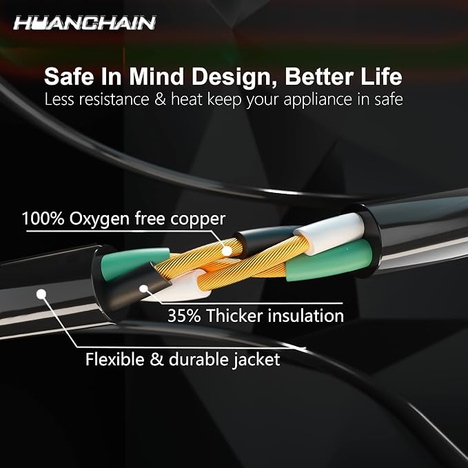 HUANCHAIN 16/3 Gauge 200 ft Extension Cord Outdoor Waterproof - Image 3