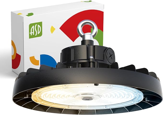 ASD LED High Bay UFO Light Fixture, Commercial Shop Lighting | 3CCT, IP69K by ASDLightingCorporation