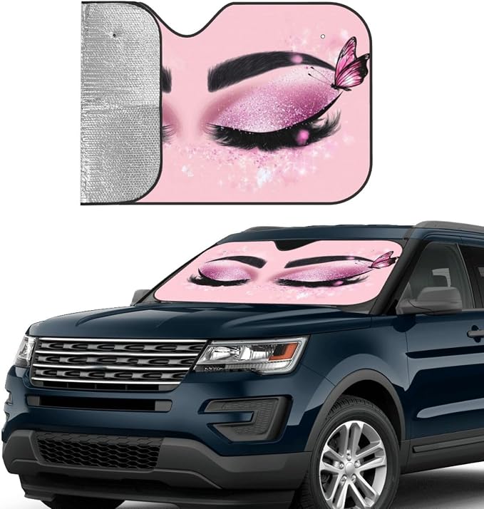 Hello Eyelashes Car Sun Shade Windshield Sunshade Foldable Front Window Shield - Image 4
