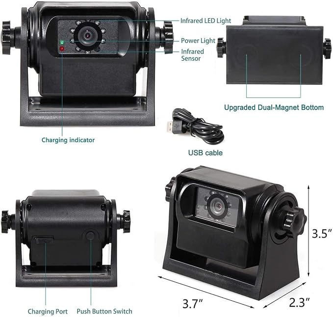 EWAY WiFi Magnetic Hitch Wireless Backup Rear/Front View Camera Rechargeable - Image 9