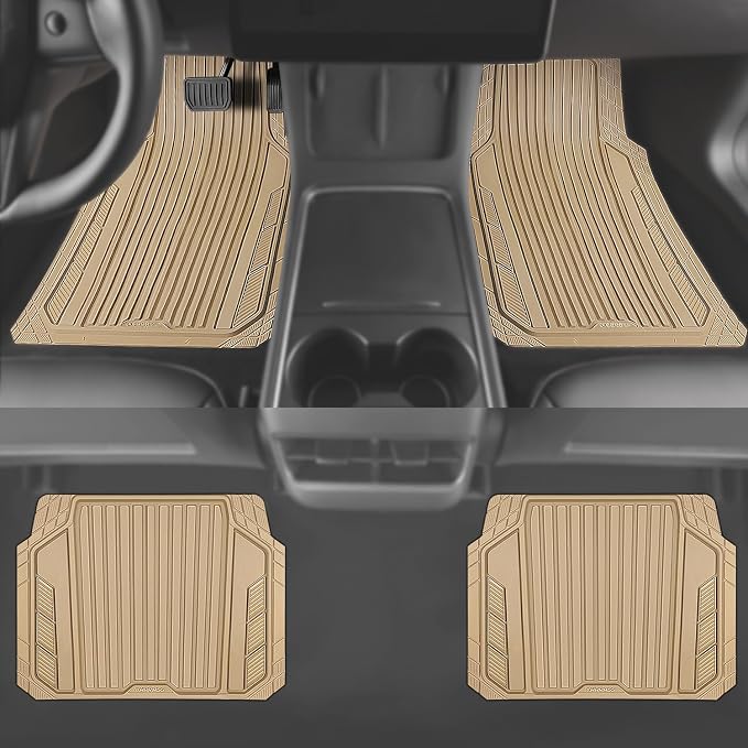 CAR PASS Heavy Duty Sporty Rubber Car Mats, Deep Dish All Weather Car Floor - Image 5
