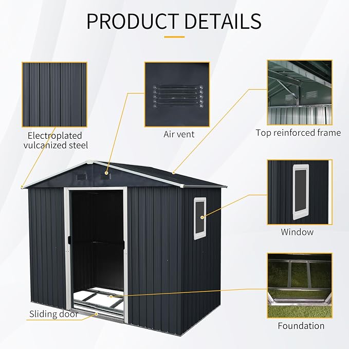 4x8 FT Outdoor Storage Shed, Metal Garden Shed - Image 3