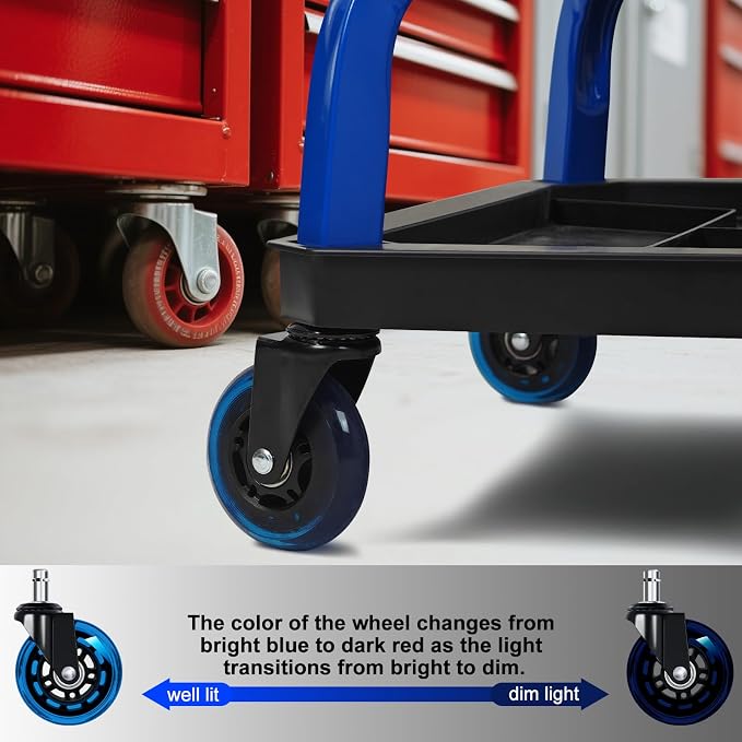 Rolling Stool with Blue Wheels, Heavy Duty Garage Work Mechanic Rolling Shop - Image 6
