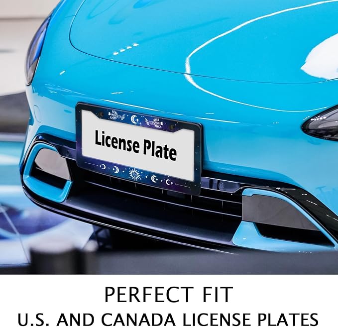 Starry Sun Moon License Plate Frame, Night Sky Moon Phase License Plate Holder - Image 3