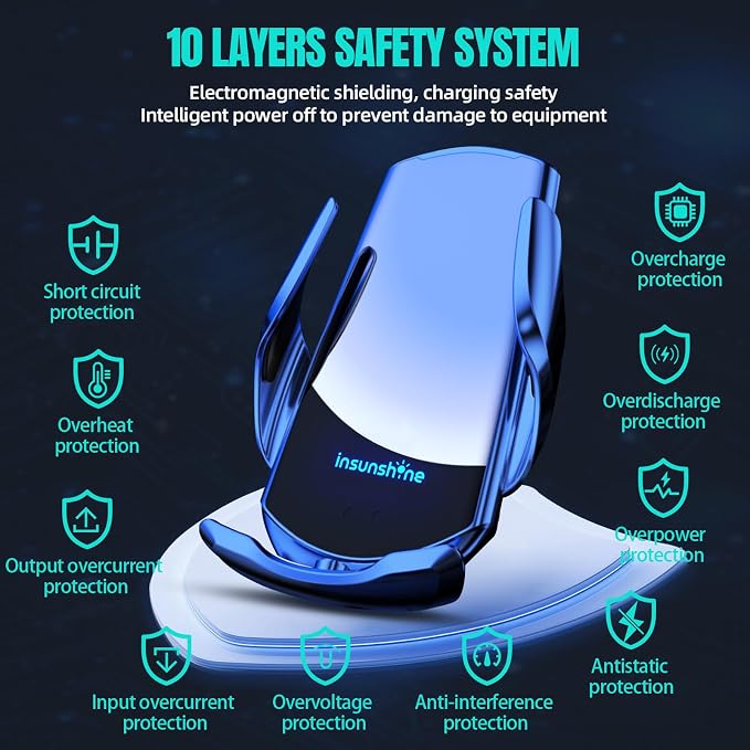 Wireless Car Charger, MAX 15W Fast Charging Auto Clamping, Sensing Phone Holder - Image 7